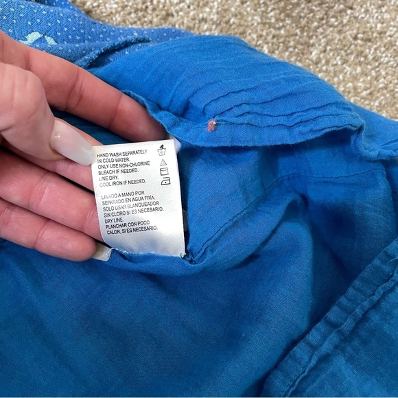 Patrons of Peace boho tunic dress long sleeve V-neck crinkle cut paisley print - Picture 10 of 10